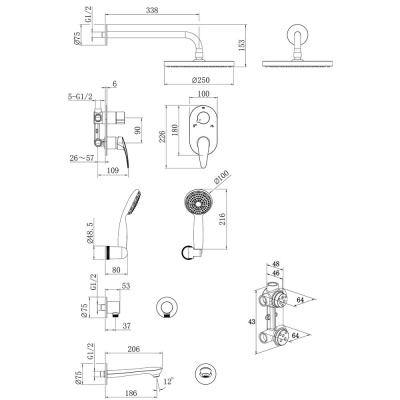 Смеситель Lemark Linara для ванны и душа, встраиваемый (LM0422C) фото в интернет-магазине Русалия