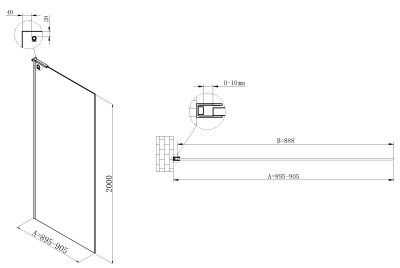 Душевая перегородка Walk-In VSW-7HA900CL, 900*2000, хром, стекло прозрачное Vincea фото в интернет-магазине Русалия