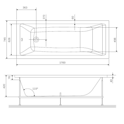 W93A-170-075W-R Gem  каркас для ванны 170х75 см фото в интернет-магазине Русалия