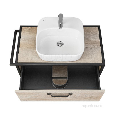 Тумба под раковину AQUATON Лофт Фабрик 80 дуб эндгрейн 1A242401LTDU0 фото в интернет-магазине Русалия