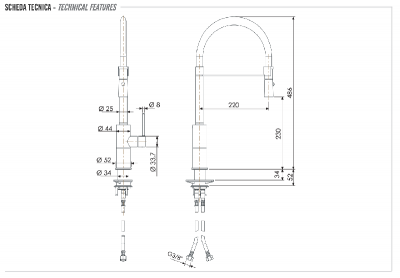 Смеситель для кухни Remer X Style INOX SSX541, нержавеющая сталь фото в интернет-магазине Русалия