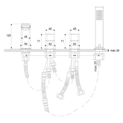 Смеситель на борт ванны EXCELLENT Keria AREX.2034CR (хром) фото в интернет-магазине Русалия