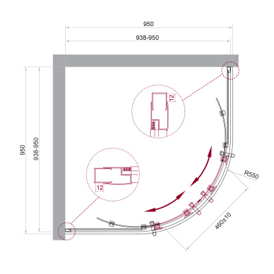 Душевой уголок BelBagno UNO-195-R-2-95-C-Cr фото в интернет-магазине Русалия