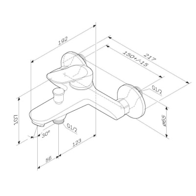 F85C10000 Sunny, смеситель для ванны и душа, хром, шт фото в интернет-магазине Русалия