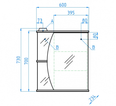 Зеркало-шкаф Камелия 600/С Эко Стандарт Style Line фото в интернет-магазине Русалия