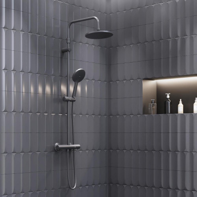 977800300 Jupiter душевая система со смесителем с термостатом чёрный фото в интернет-магазине Русалия