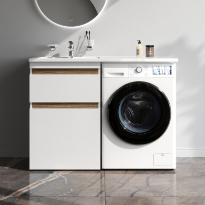 M85AFSX0602WG X-Joy, База под столешницу для стиральной машины, напольная, 60 см, 2 ящика, белый гля Am.Pm фото в интернет-магазине Русалия