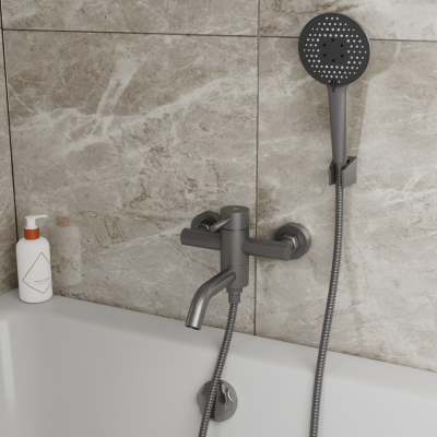 Смеситель для ванны с коротким изливом RUSH Melos (SUS1101-44Grey) фото в интернет-магазине Русалия