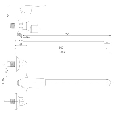 Смеситель для ванны Rossinka RS31 (RS31-32) фото в интернет-магазине Русалия