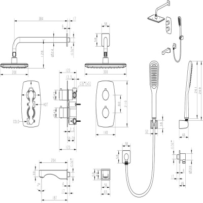 Смеситель Lemark Ursus для ванны и душа термостатический встраиваемый (LM7242BL) фото в интернет-магазине Русалия