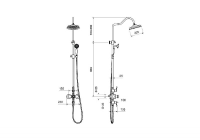 Термостатическая душевая система AQUATEK, матовый черный AQ2563MB КЛАССИК фото в интернет-магазине Русалия
