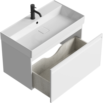 Подвесная тумба 81  Pure белый PUR0108WM + умывальник  Вилис 800 4610119205126 Aqwella фото в интернет-магазине Русалия