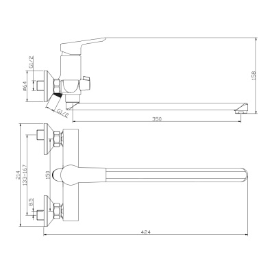 Смеситель OLIVE'S для ванны с длинным изливом SEVILLA (20221SV) фото в интернет-магазине Русалия