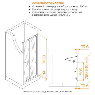 Душевая дверь RGW CL-21 800, стекло прозрачное, профиль хром фото в интернет-магазине Русалия