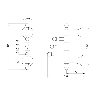 Крючок тройной поворотный VR.GIL-6435.DO Gialetta Dorato Veragio фото в интернет-магазине Русалия