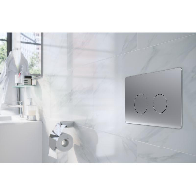 Кнопка смыва AZARIO двойная, круглая, цвет хром матовый (AZ-8200-0083/AZ-P57-0110) фото в интернет-магазине Русалия