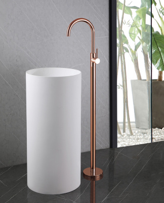 Смеситель ABBER Wasser Kreis AF8141RG напольный для раковины, розовое золото фото в интернет-магазине Русалия