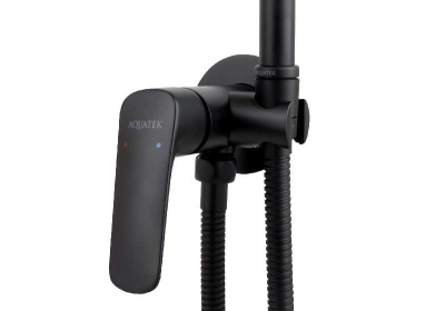 Комплект для гигиенического душа встроенный AQUATEK (cмеситель + гигиеническая лейка + шланг), матовый черный AQ1019MB ВЕГА фото в интернет-магазине Русалия