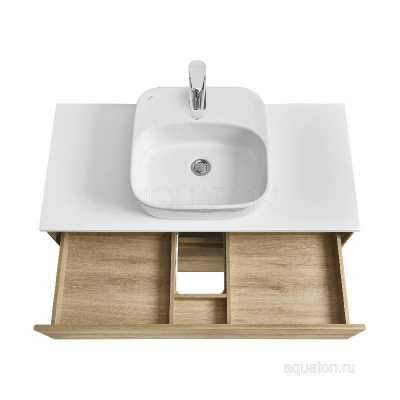 Тумба под раковину AQUATON Либерти 100 2 ящика, дуб эльвезия 1A279601LYC70 фото в интернет-магазине Русалия
