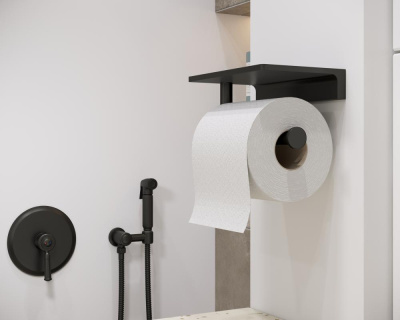 Смеситель встроенный с гигиеническим душем Timo Arisa 5309/03SM черный фото в интернет-магазине Русалия