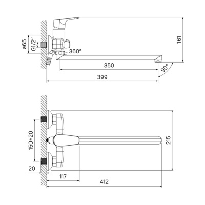 Смеситель для ванны IDDIS Zodiac (ZODSBL2i10WA) фото в интернет-магазине Русалия