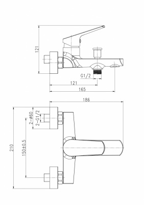 Смеситель для ванны Flavis А63035 Cersanit фото в интернет-магазине Русалия