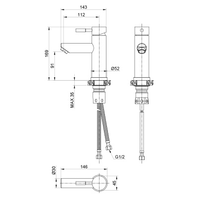 Смеситель OLIVE'S для раковины нержавеющая сталь BALEAR (13100BL) фото в интернет-магазине Русалия