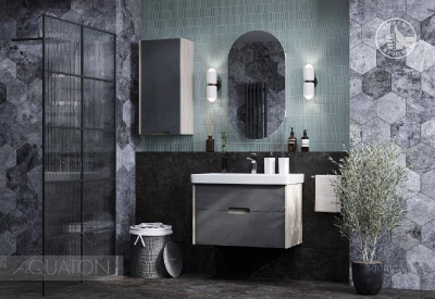 Тумба под раковину AQUATON Оливия 80 грей, дуб ойстер 1A283101OLUG0 фото в интернет-магазине Русалия