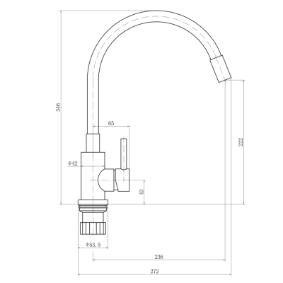 Смеситель для кухни FASHUN черный (A54101N-7A) фото в интернет-магазине Русалия