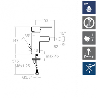 Смеситель для биде однорычажный DRAKO 330302 Ramon Soler фото в интернет-магазине Русалия