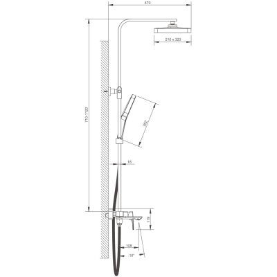 Душевая система BELZ цвет: хром (B24709) фото в интернет-магазине Русалия