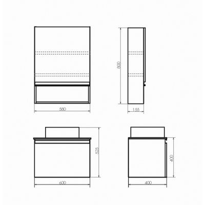 COMFORTY. Зеркало-шкаф "Эдинбург-60" бетон светлый фото в интернет-магазине Русалия