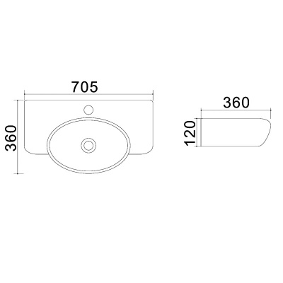 Раковина подвесная 70 см AZ4360T Azario фото в интернет-магазине Русалия