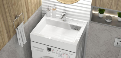 Раковина над стиральной машиной Uperwood Vission 60х50х11 см, белая глянцевая 45483000000 фото в интернет-магазине Русалия