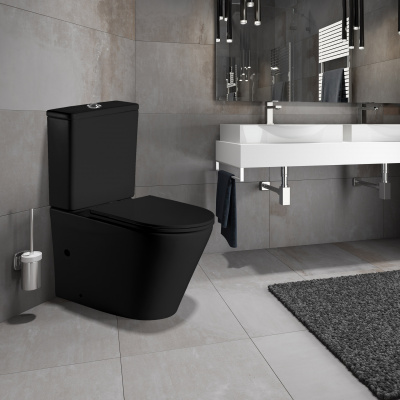 Унитаз-компакт с сиденьем-микролифт GR-4450BMS черный Grossman фото в интернет-магазине Русалия