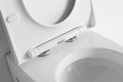 Унитаз приставной безободковый с сиденьем микролифт 3176 Ceramalux фото в интернет-магазине Русалия