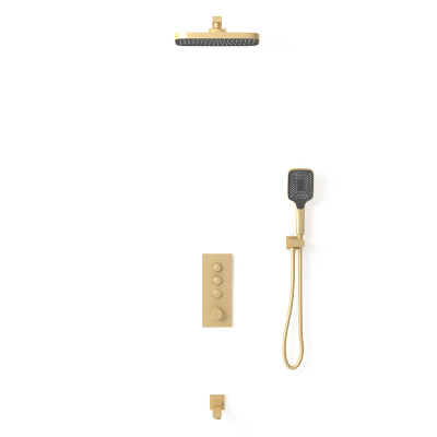 Душевой комплект VSFW-433T1BG встраиваемый, термостатический, 3 режима, брашированное золото Vincea фото в интернет-магазине Русалия