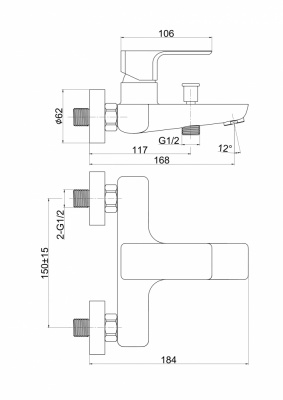 Смеситель для ванны GEO A63040 Cersanit фото в интернет-магазине Русалия