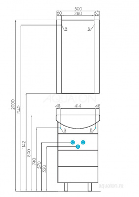 Тумба под раковину AQUATON Ария 50 Н белый 1A140201AA010 фото в интернет-магазине Русалия