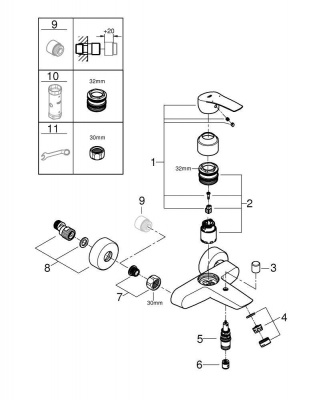 Смеситель для ванны Eurosmart 33300003 Grohe фото в интернет-магазине Русалия