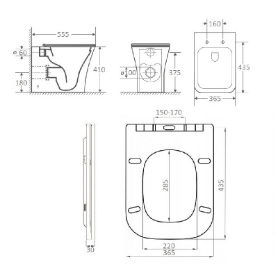 Унитаз MARMOLADA F приставной безободковый Ceruttispa CT8906 (555х365х410) фото в интернет-магазине Русалия