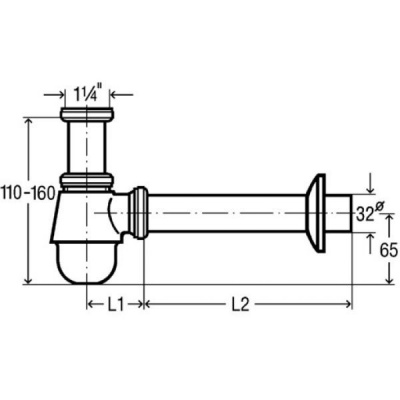 Металлический хромированный сифон для биде 114619 Viega фото в интернет-магазине Русалия