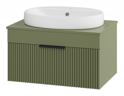 Тумба Enfida 70 подвесная (зеленая) с раковиной Ekokerama Doppia 65 Brevita фото в интернет-магазине Русалия