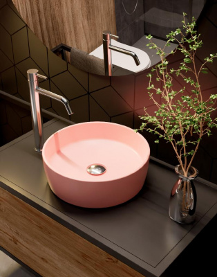 AQM5012 Раковина накладная круглая, цвет черный матовый. 355x355x120 фото в интернет-магазине Русалия