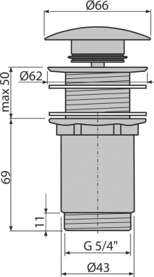Донный клапан для раковины без перелива А395 AlcaPlast фото в интернет-магазине Русалия