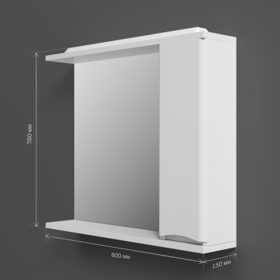 M80MPR0801WG Like, зеркало, частично-зеркальный шкаф, 80 см, с подсветкой, правый, белый, глянец, шт Am.Pm фото в интернет-магазине Русалия