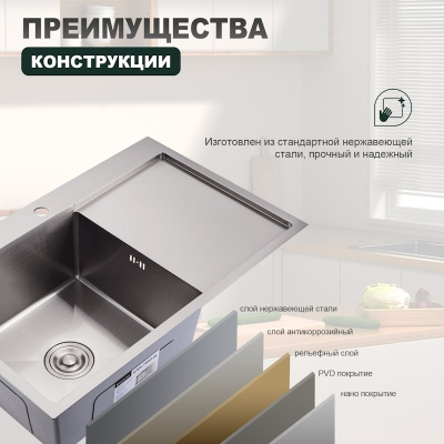 Кухонная мойка Splenka S705.7850.05, сатин фото в интернет-магазине Русалия