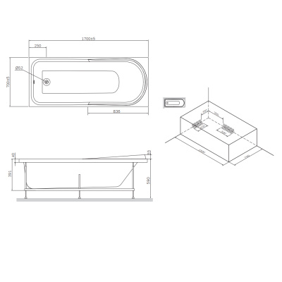 W80A-170-070W-A Like, ванна акриловая A0 170х70 см,шт Am.Pm фото в интернет-магазине Русалия