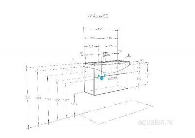 Тумба под раковину AQUATON Ария 80 подвесная белый 1A141701AA010 фото в интернет-магазине Русалия