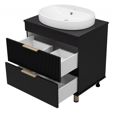 Тумба Enfida 70 (черная) с раковиной Ekokerama Doppia 65 Brevita фото в интернет-магазине Русалия